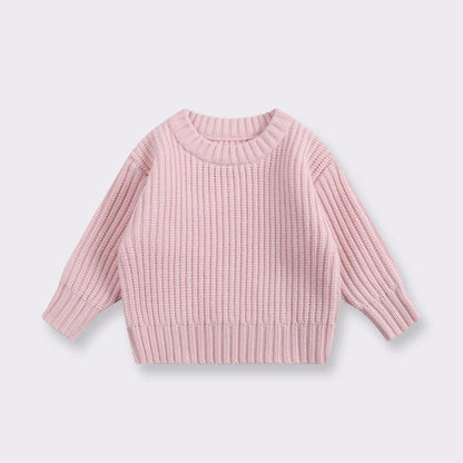 Cotton Crewneck Baby Sweater for Boys and Girls, Long Sleeve Ribbed Knit Pullover for Infants and Kids, Everyday Cool Weather Layering