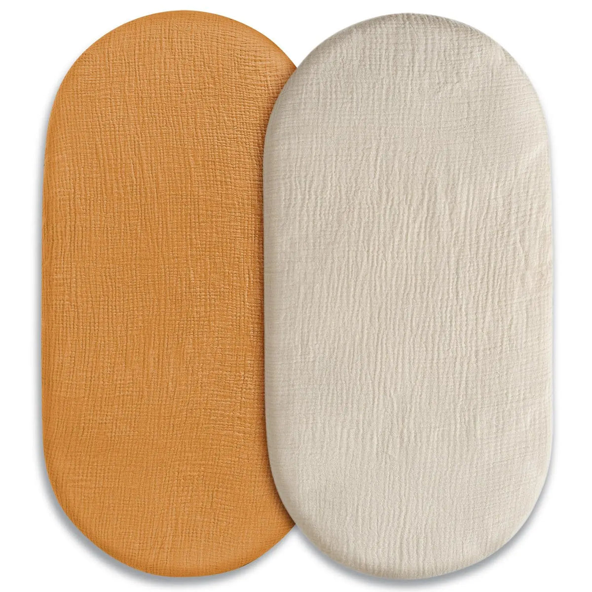 Cotton Bassinet Mattress Covers 2-Pack, Removable Washable Cradle Fitted Sheets with Textured Fabric for Compatible Nursery Mattresses