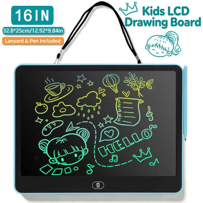 Erasable LCD Writing Board for Kids, 8, 11, 13 or 16 Inch Color Drawing Tablet with Stylus for Doodles, Handwriting and Number Practice