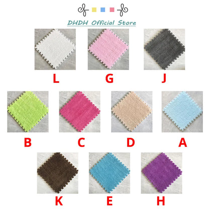 Plush Carpet Puzzle Mat, 20-Piece Interlocking EVA Foam Floor Tiles in Two-Color Options, 30 x 30 x 1 cm Squares for Nursery and Kids Rooms