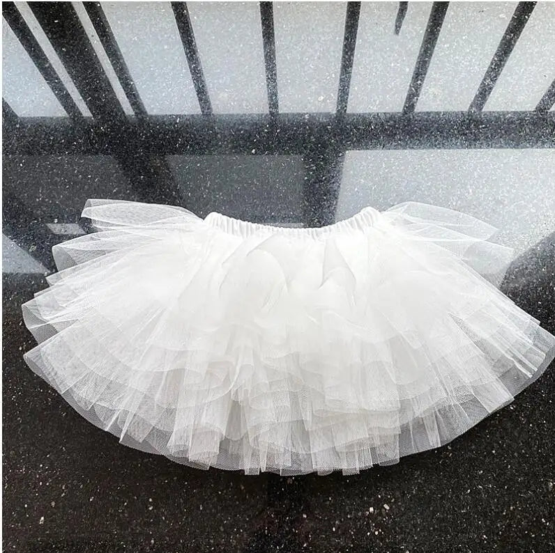 Tiered Tulle Tutu Skirt for Toddler and Little Girls with Gathered Waistband, Fluffy Solid Color Pettiskirt for Birthdays, Dance and Dress-Up