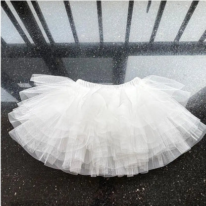 Tiered Tulle Tutu Skirt for Toddler and Little Girls with Gathered Waistband, Fluffy Solid Color Pettiskirt for Birthdays, Dance and Dress-Up