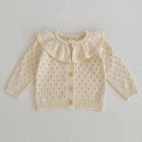 Baby Girl Knit Cardigan Sweaters with Long Sleeves, Korean-Style Infant and Toddler Layering Coats in Multiple Designs, Sizes 3M to 3T