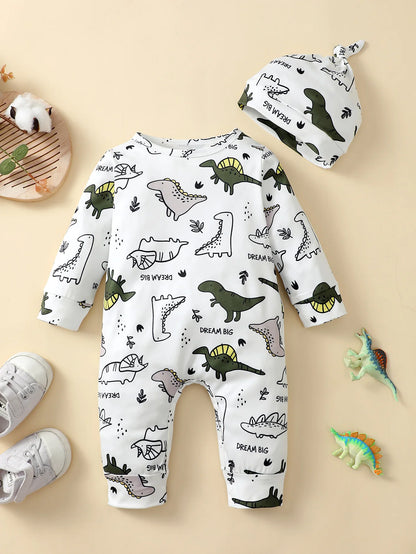 Bear Print Infant Romper with Long Sleeves and Front Fastenings, Contrast Trim and Footless Cuffs for Everyday Baby Outfits, Sizes 1-18 Months