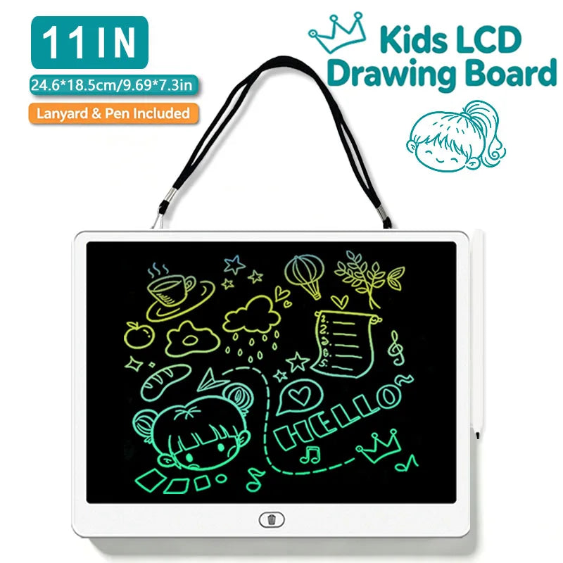 Erasable LCD Writing Board for Kids, 8, 11, 13 or 16 Inch Color Drawing Tablet with Stylus for Doodles, Handwriting and Number Practice