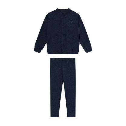 Jersey Sibling Matching Outfits in Gray and Navy, Long Sleeve Girls Maxi Dress and Embroidered Boys Set Options with Cotton Rayon Stretch Blend