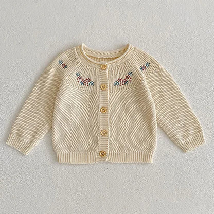 Baby Girl Knit Cardigan Sweaters with Long Sleeves, Korean-Style Infant and Toddler Layering Coats in Multiple Designs, Sizes 3M to 3T
