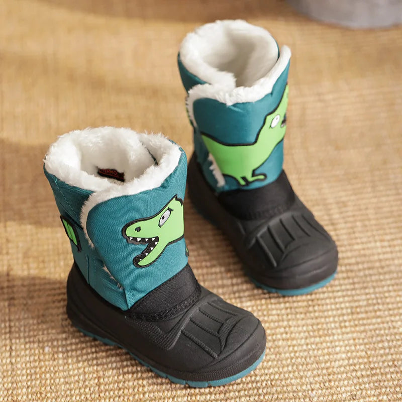 Kids Unicorn Winter Boots with Plush Trim, Gold-Tone Horn and Ear Details, Pink and White Fantasy-Themed Cold-Weather Footwear for Girls