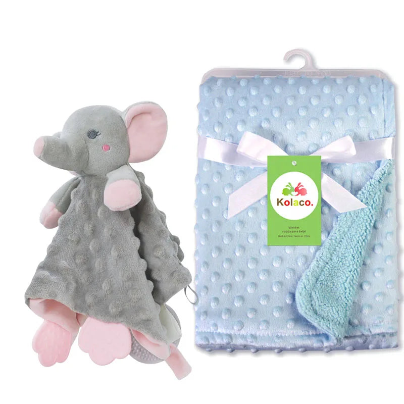 Personalized Minky Baby Blanket and Animal Lovey Options with Custom Name Embroidery, Textured Dot Keepsake for Boys and Girls and Baby Shower Gifts