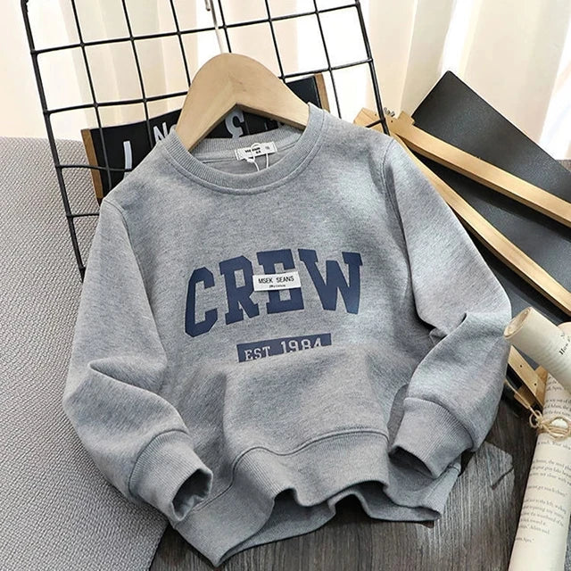 Striped Kids Sweatshirt with Crew Neck and Long Sleeves, Cotton Casual Pullover Top for Toddler Boys and Girls, Spring and Fall Layering