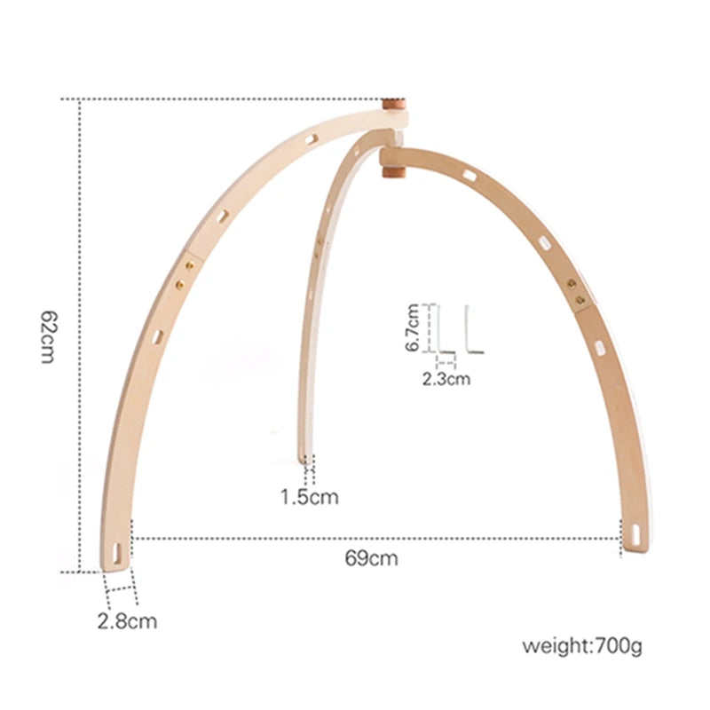 Baby Gym Hanging Toys in Wood and Cotton with Animal, Star and Moon Pendant Designs, Individual or Set Options for Supervised Play