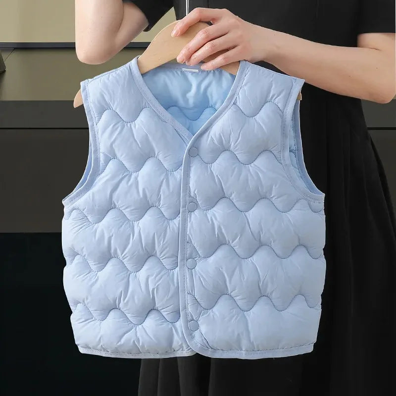 Quilted Toddler Vest with Snap-Front Closure, Solid Color Sleeveless Waistcoat for Boys and Girls in Sizes 2T–6T for Fall and Winter Layering