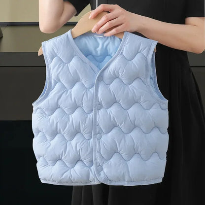 Quilted Toddler Vest with Snap-Front Closure, Solid Color Sleeveless Waistcoat for Boys and Girls in Sizes 2T–6T for Fall and Winter Layering