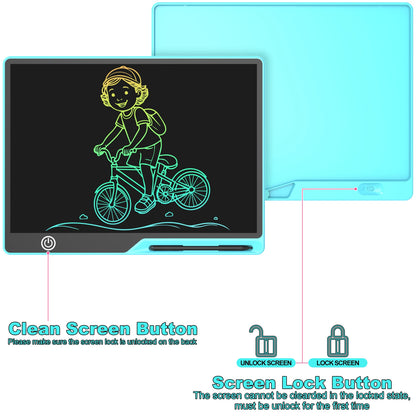 Rechargeable LCD Writing Tablet for Kids, 16 or 20 Inch Color Drawing Board with Screen Lock, Erase Button and Stylus for Learning and Memos