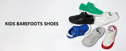 Kids Colorblock Barefoot Sneakers by HOBIBEAR with Breathable Mesh, Wide Toe Box, Zero-Drop Design and Easy Strap for Everyday Walking