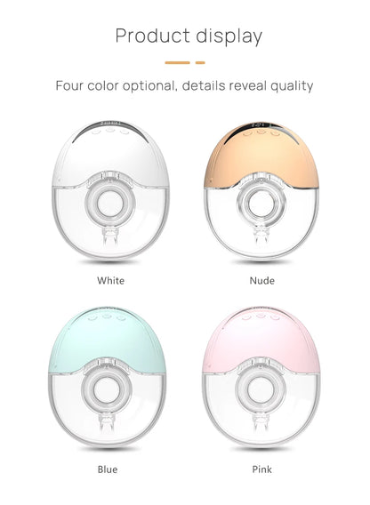 HOMEFISH Wearable Breast Pump MY-375 White 2-Piece Set with 4 Modes, 12 Adjustable Levels, 1200mAh Rechargeable Battery and Type-C Charging