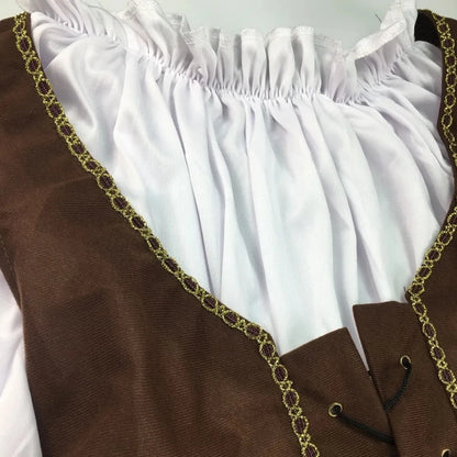 Pirate Captain Cosplay Outfit for Adults, Men’s Pants or Women’s Skirt Costume with Head Scarf and Vest for Halloween and Carnival
