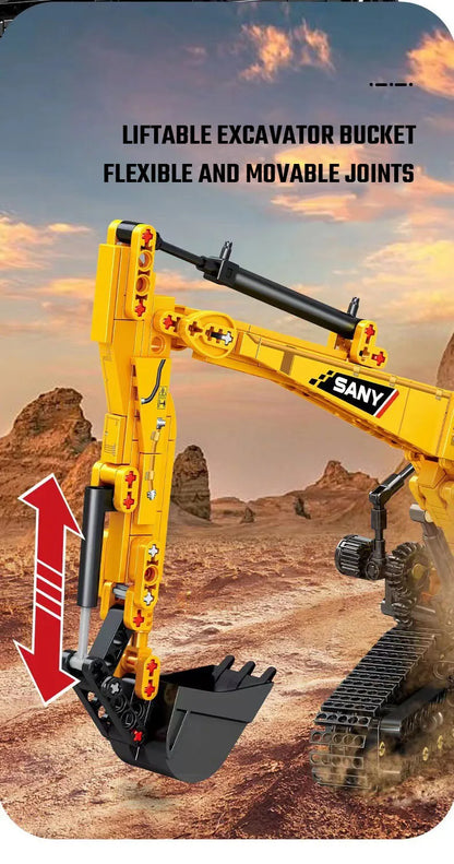Excavator Building Set 1022 Pieces by SEMBO, Construction Vehicle Model with ABS Bricks, Instructions and Stickers for Ages 6+
