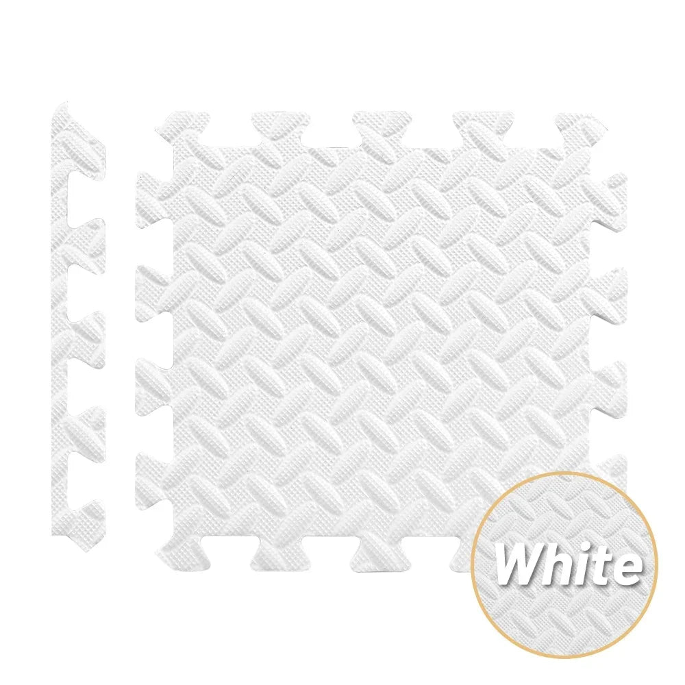 Foam Gym Flooring Tiles with Interlocking Puzzle Edges, Textured EVA 30 cm Floor Mats for Home Workouts and Supervised Playroom Activities