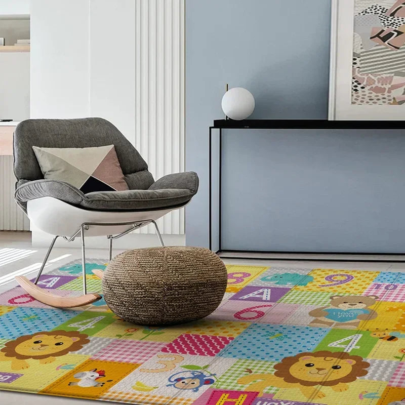 Foldable Baby Activity Mat with Double-Sided Prints, LDPE Padded Wipe-Clean Floor Surface and Carry Bag for Supervised Tummy Time and Toddler Play