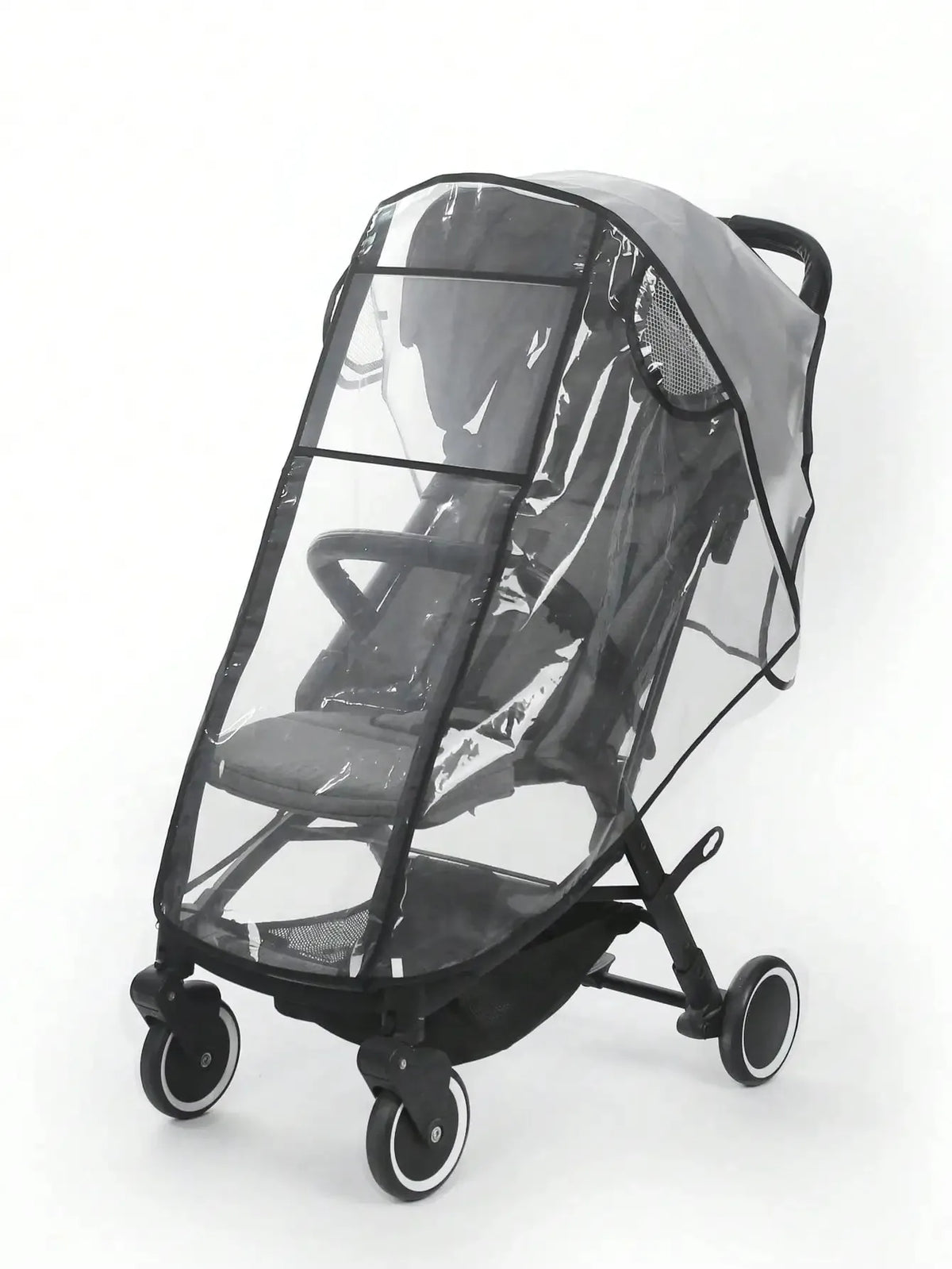 Stroller Weather Shield with Clear Panels, Black Trim and Mesh Side Ventilation, M or L Rain Cover Options for Baby Pushchair Outdoor Outings