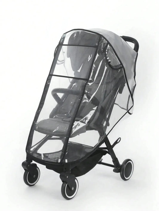 Stroller Weather Shield with Clear Panels, Black Trim and Mesh Side Ventilation, M or L Rain Cover Options for Baby Pushchair Outdoor Outings