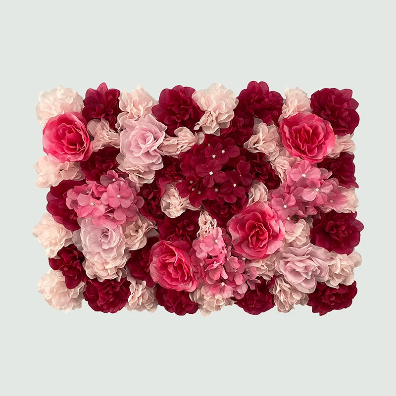 Artificial Flower Wall Panels with Fabric Roses, 40 x 60 cm Reusable Floral Backdrop for Baby Showers, Weddings, Birthdays & Home Decor