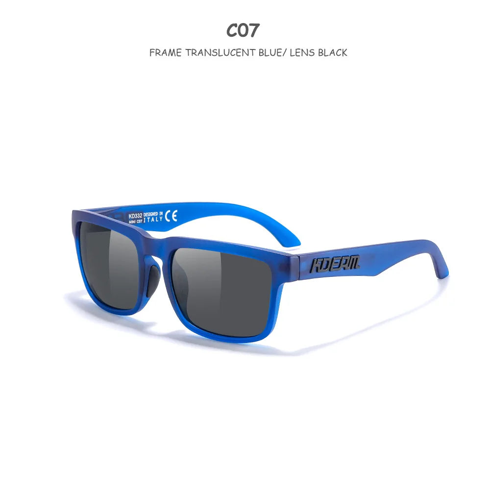 Kids Square Polarized Sunglasses by KDEAM, Lightweight TR90 Frames with Silicone Nose Pads for Boys and Girls Outdoor Play and Travel