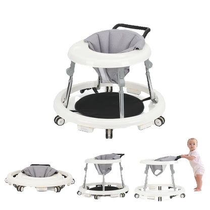 Kmaier Seated Baby Walker with Rear Push Handle, Foldable Frame, Adjustable Metal Supports and Removable Washable Seat in Four Color Options