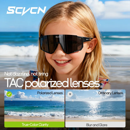 Kids Cycling Sunglasses by SCVCN for Ages 6-14, UV400 TR90 Sports Eyewear with Adjustable Nose Pads and Photochromic or Polarized Options