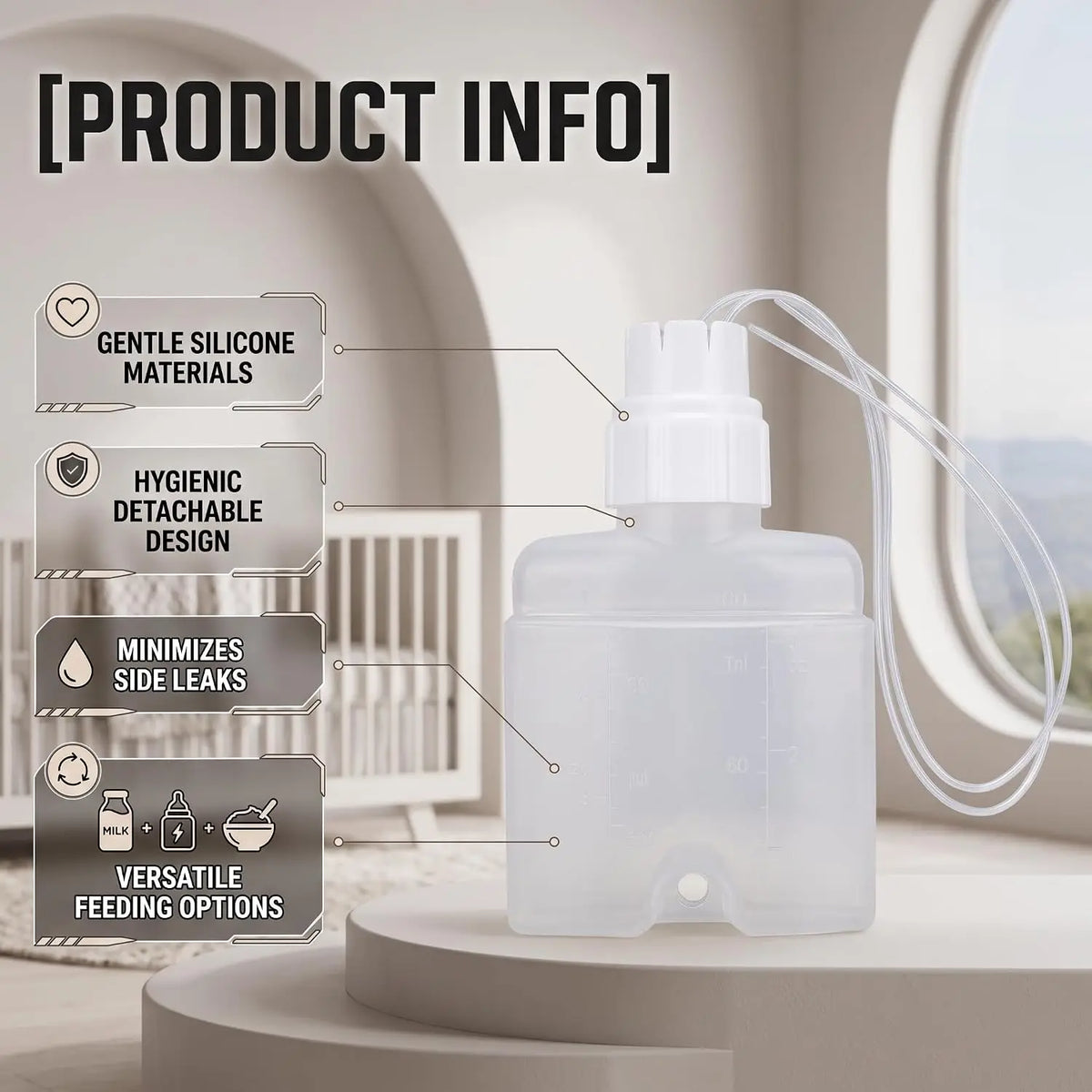 Supplemental Nursing System with Milk Collection Bottle and Feeding Tube, Polypropylene Breastfeeding Aid Kit for Assisted Feeding Routines