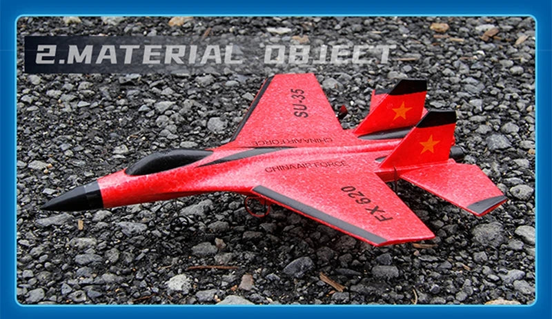 RC Airplane SU35 Fighter, Oike EPP Foam Plane with 2.4 GHz Control, Gyroscope and LED Lights for Outdoor Flying, One or Two Battery Options