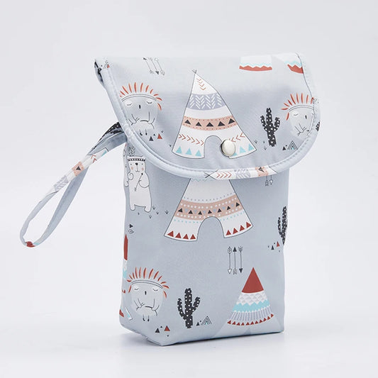 Diaper Storage Pouch with Snap Flap Closure, Reusable Baby Diaper Bag Organizer for Disposable Diapers, Spare Clothing and Everyday Outings