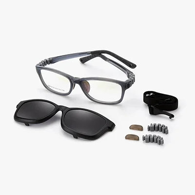Kids Clip-On Sunglasses by Ralferty, 2-in-1 Children's Eyeglass Frame with Polarized Sun Clip for Everyday Outings and Family Travel
