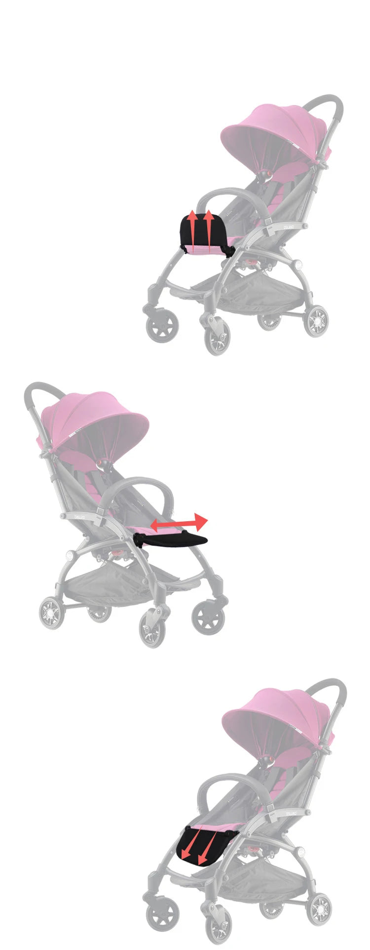 Stroller Footrest and Armrest Accessory Options, 16 cm or 21 cm Oxford Cloth Footboard with Optional Bumper Bar for Compatible Pushchair Frames