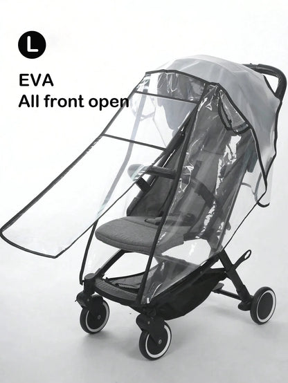 Stroller Weather Shield with Clear Panels, Black Trim and Mesh Side Ventilation, M or L Rain Cover Options for Baby Pushchair Outdoor Outings