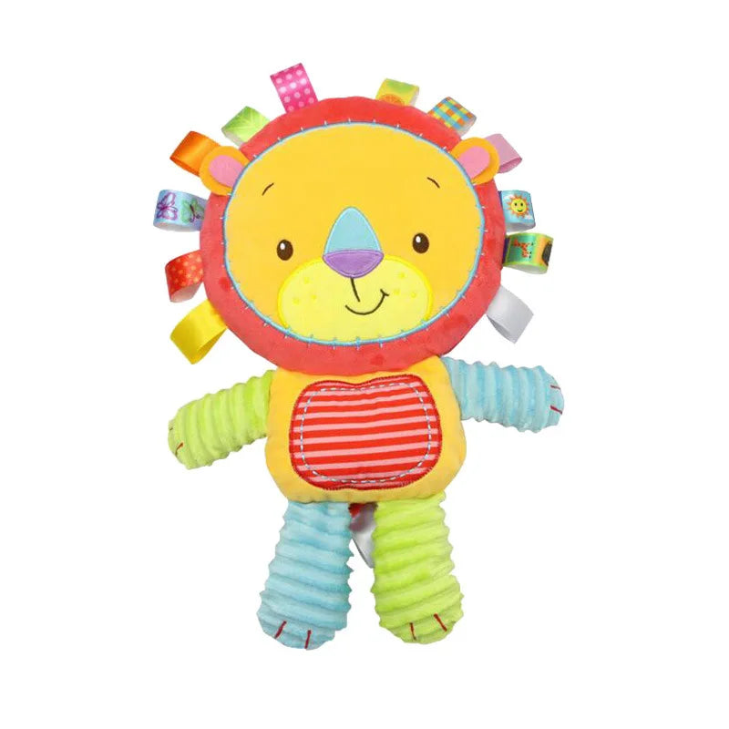 Taggy Animal Plush Rattle for Babies, Colorful Elephant, Monkey, Rabbit, Lion or Pig Soft Sensory Toy for Supervised Play and Baby Shower Gifts