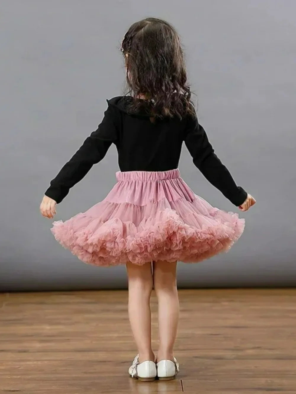 Girls Bow Waist Tutu Skirt with Fluffy Tulle Layers and Satin Lining, Adjustable Elastic Waist Pettiskirt for Birthdays, Dance and Dress Up