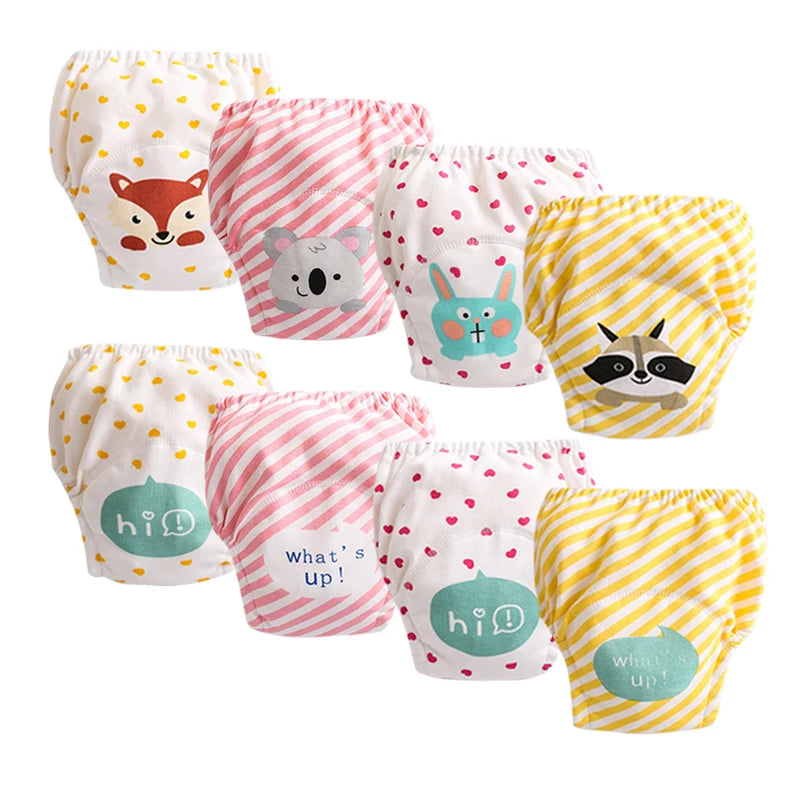 Washable Potty Training Pants Multipack, 4 or 8 Reusable Toddler Underwear Briefs with Printed Designs for Daytime Toilet Learning, Sizes S-XL