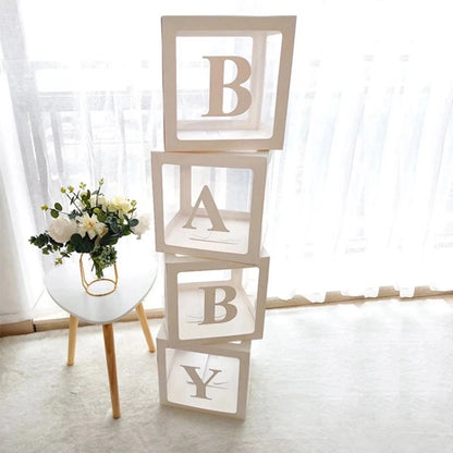 BABY Letter Balloon Boxes, 25cm Baby Shower Decorations for Boys and Girls, Gender Reveal Party Displays and First Birthday Photo Backdrops
