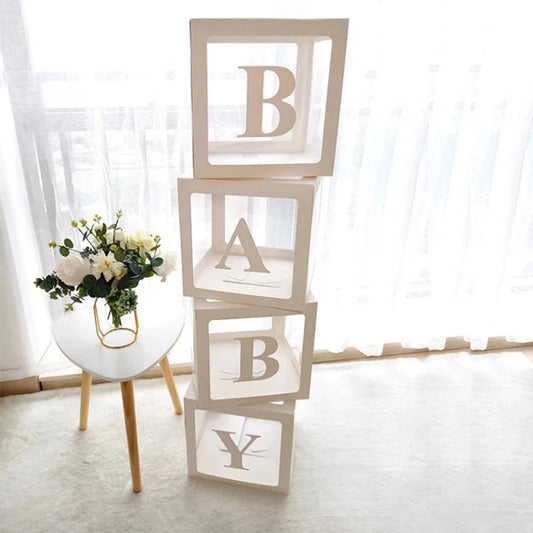 BABY Letter Balloon Boxes, 25cm Baby Shower Decorations for Boys and Girls, Gender Reveal Party Displays and First Birthday Photo Backdrops