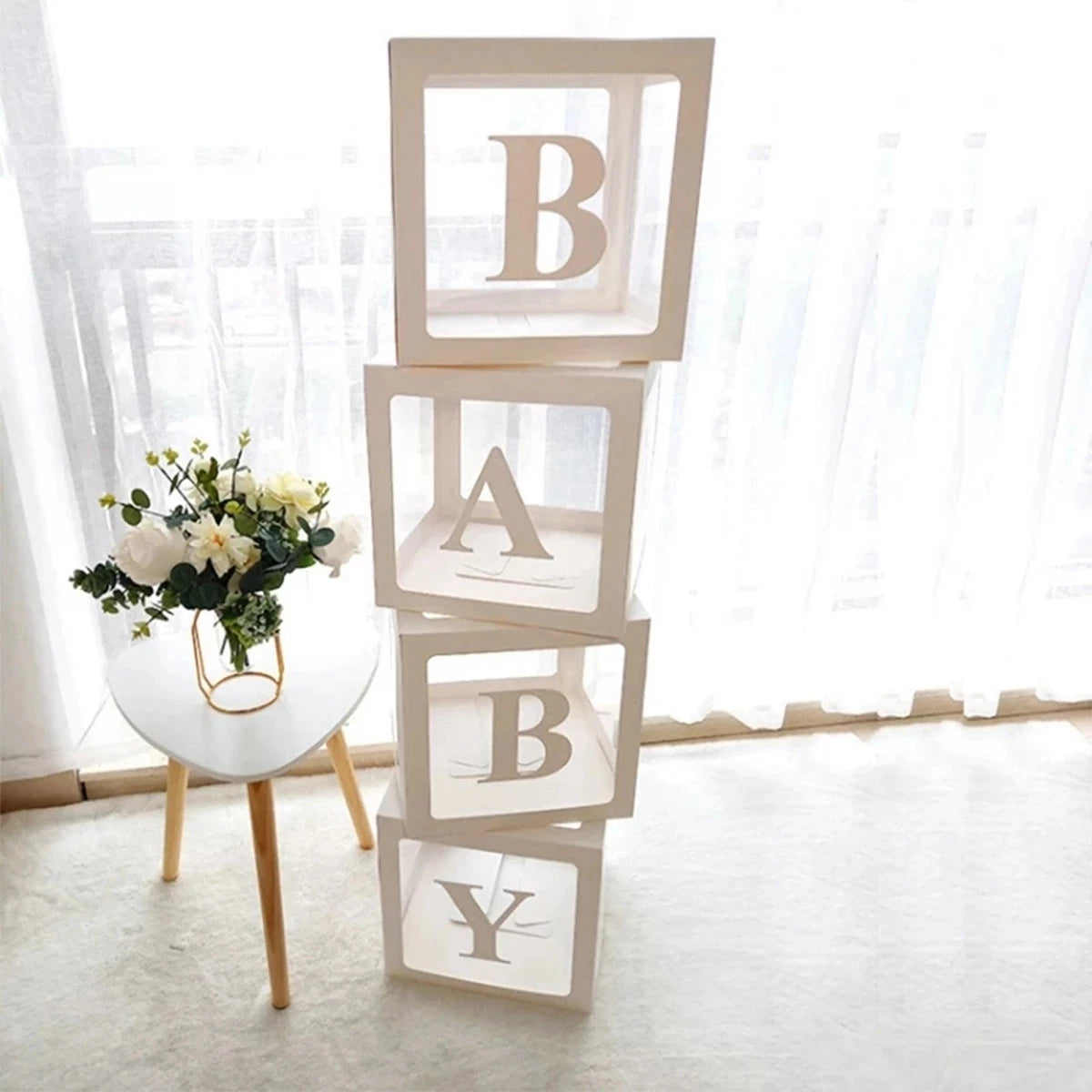BABY Letter Balloon Boxes, 25cm Baby Shower Decorations for Boys and Girls, Gender Reveal Party Displays and First Birthday Photo Backdrops
