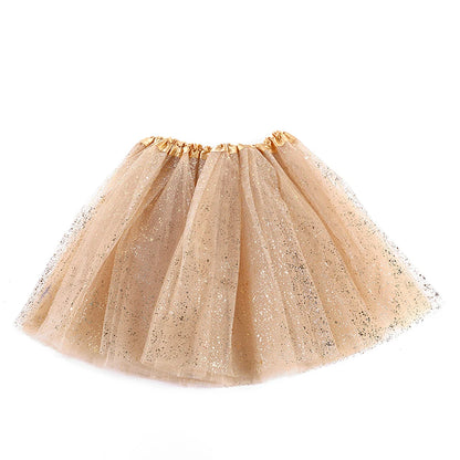 Gold Shimmer Tutu Skirt for Girls with Gathered Waistband and Full Mesh Silhouette for Birthday Parties, Holiday Photos and Dress-Up, Sizes 2-8Y