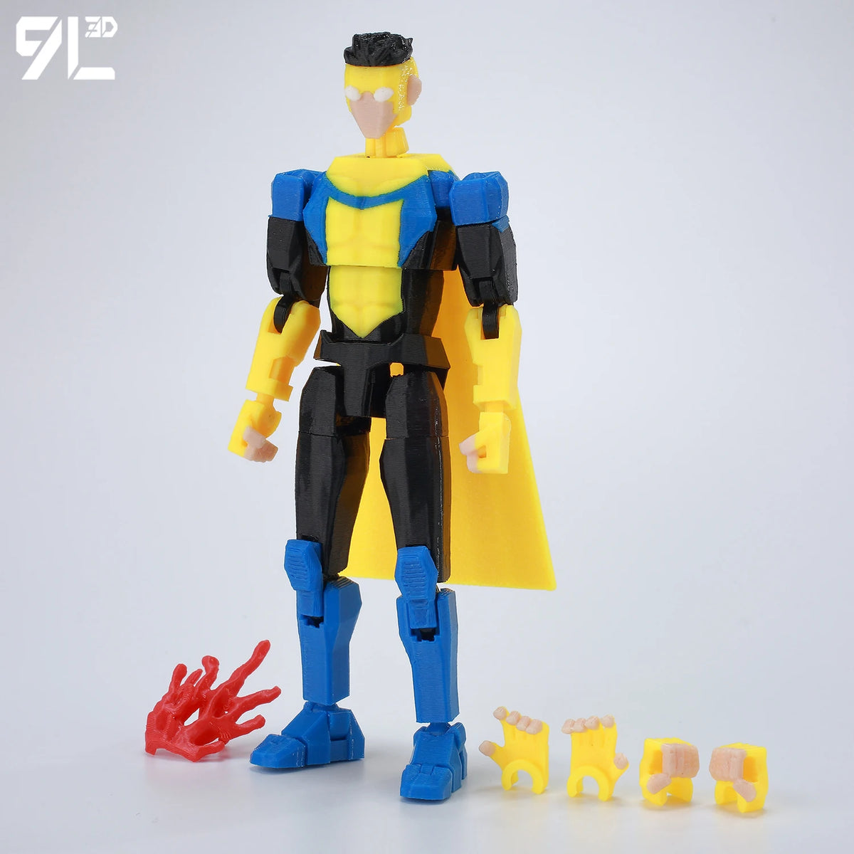 Articulated Superhero Action Figure, 3D Printed PETG Collectible with 30+ Poseable Joints, Interchangeable Parts and Accessories for Display