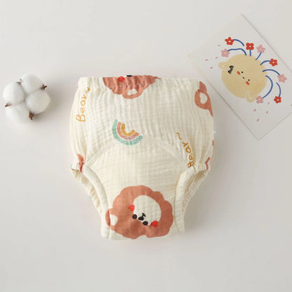 Printed Cotton Potty Training Pants, Single Reusable Learning Underwear with Pull-On Waist for Babies and Toddlers in Sizes 80–110