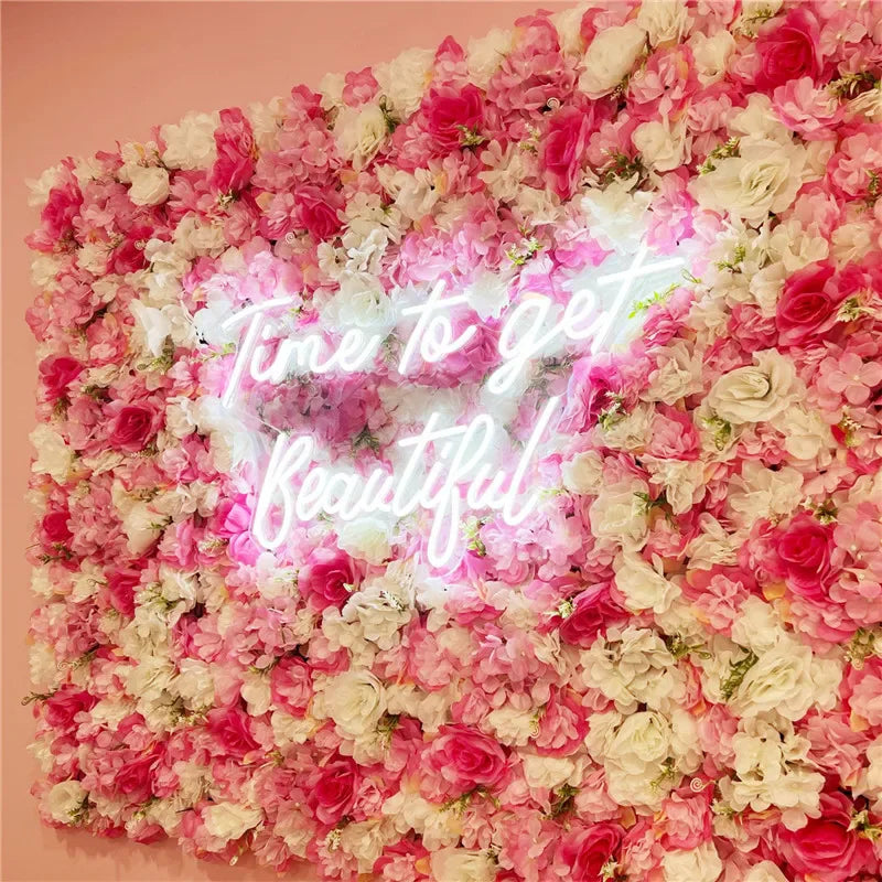 Artificial Flower Wall Panels with Fabric Roses, 40 x 60 cm Reusable Floral Backdrop for Baby Showers, Weddings, Birthdays & Home Decor