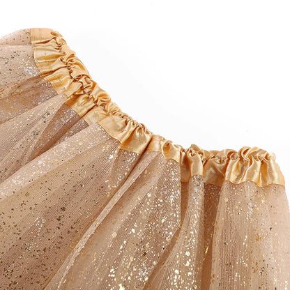 Gold Shimmer Tutu Skirt for Girls with Gathered Waistband and Full Mesh Silhouette for Birthday Parties, Holiday Photos and Dress-Up, Sizes 2-8Y