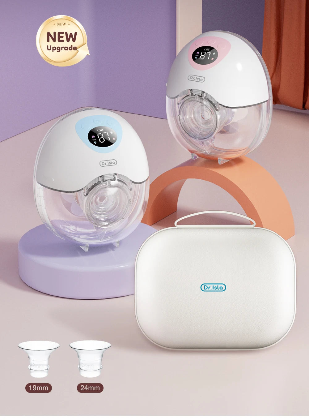 Double Wearable Breast Pump Set EB50 with 4 Modes and 36 Levels, Rechargeable Hands-Free Electric Pumps, Storage Case and 19mm/24mm Fit Accessories