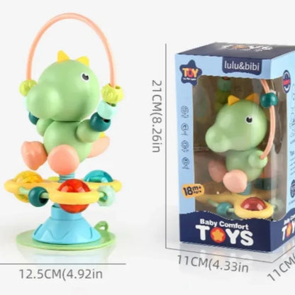 Animal Suction Activity Toy with Colorful Beads and Rattle Rings, Cartoon Tabletop Play Accessory for Supervised Reaching and Hands-On Exploration