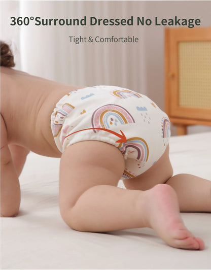 6-Layer Cotton Training Pants, 3-Pack Reusable Toddler Potty Underwear with Elastic Waist and Printed Designs in 90 cm and 100 cm Size Options